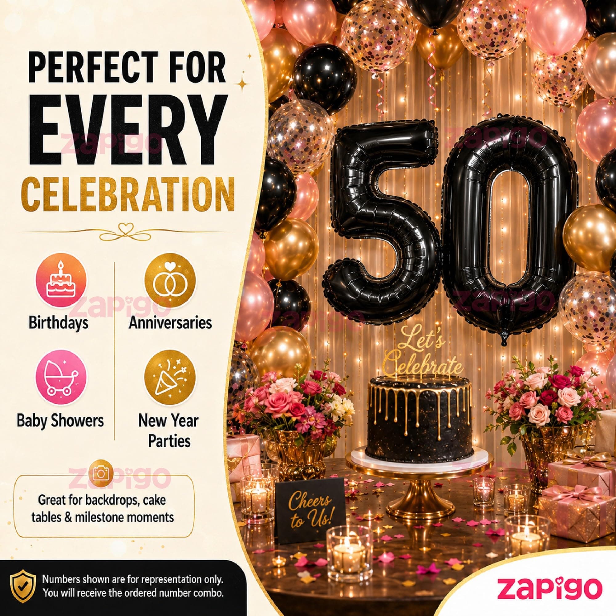 Balloonistics Black 40-Inch Foil Number 2 Balloon - Helium or Air Fill for 2nd Birthday, Anniversary, New Year Party Decoration, Photo Booth Backdrop, Cake Table Decor thumbnail 4