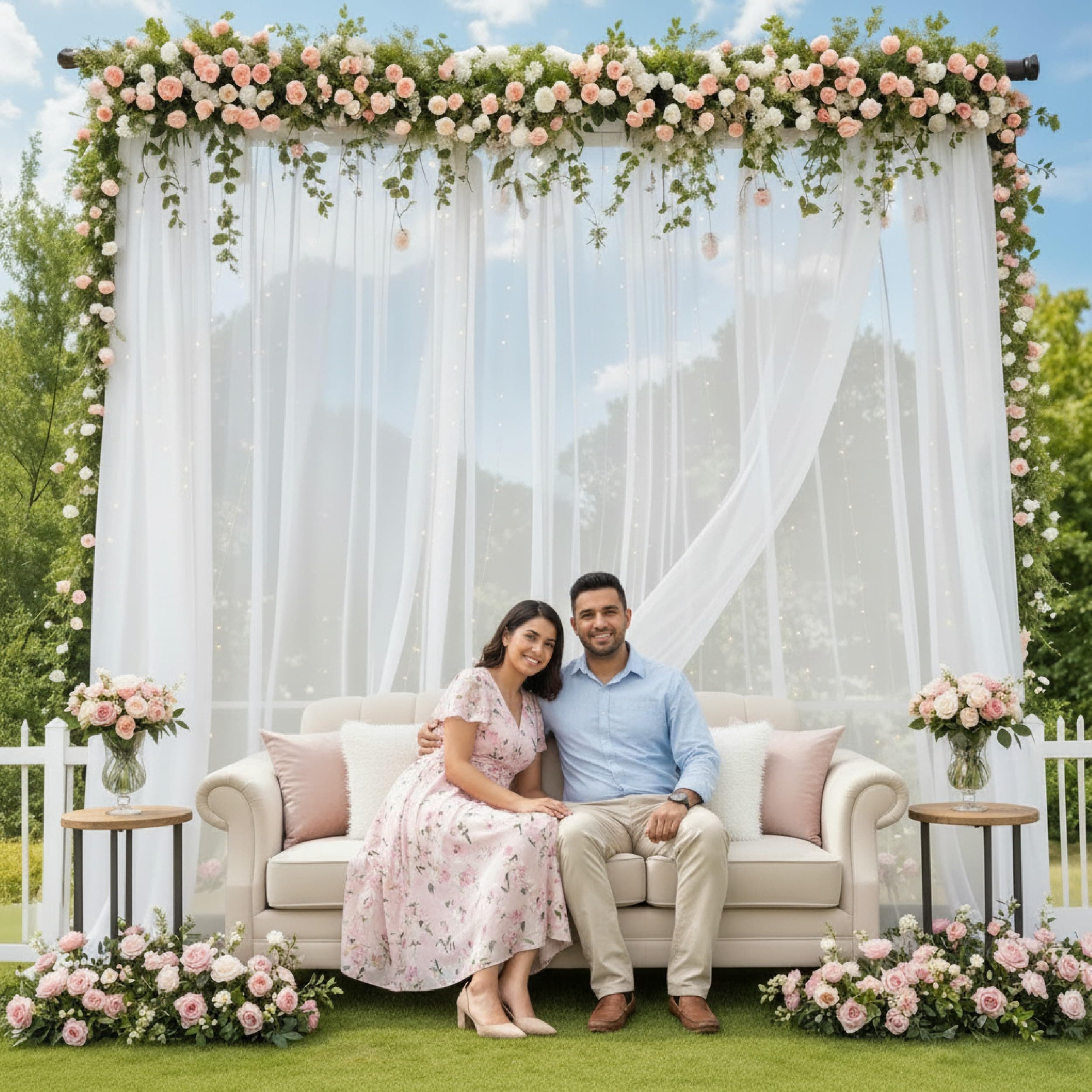 Balloonistics 3 Pcs White Net Curtain Backdrop Kit – Elegant Sheer Decor for Birthdays, Weddings & Anniversaries – Curtains with Ribbon – DIY Cabana Tent & Party Backdrop thumbnail 6