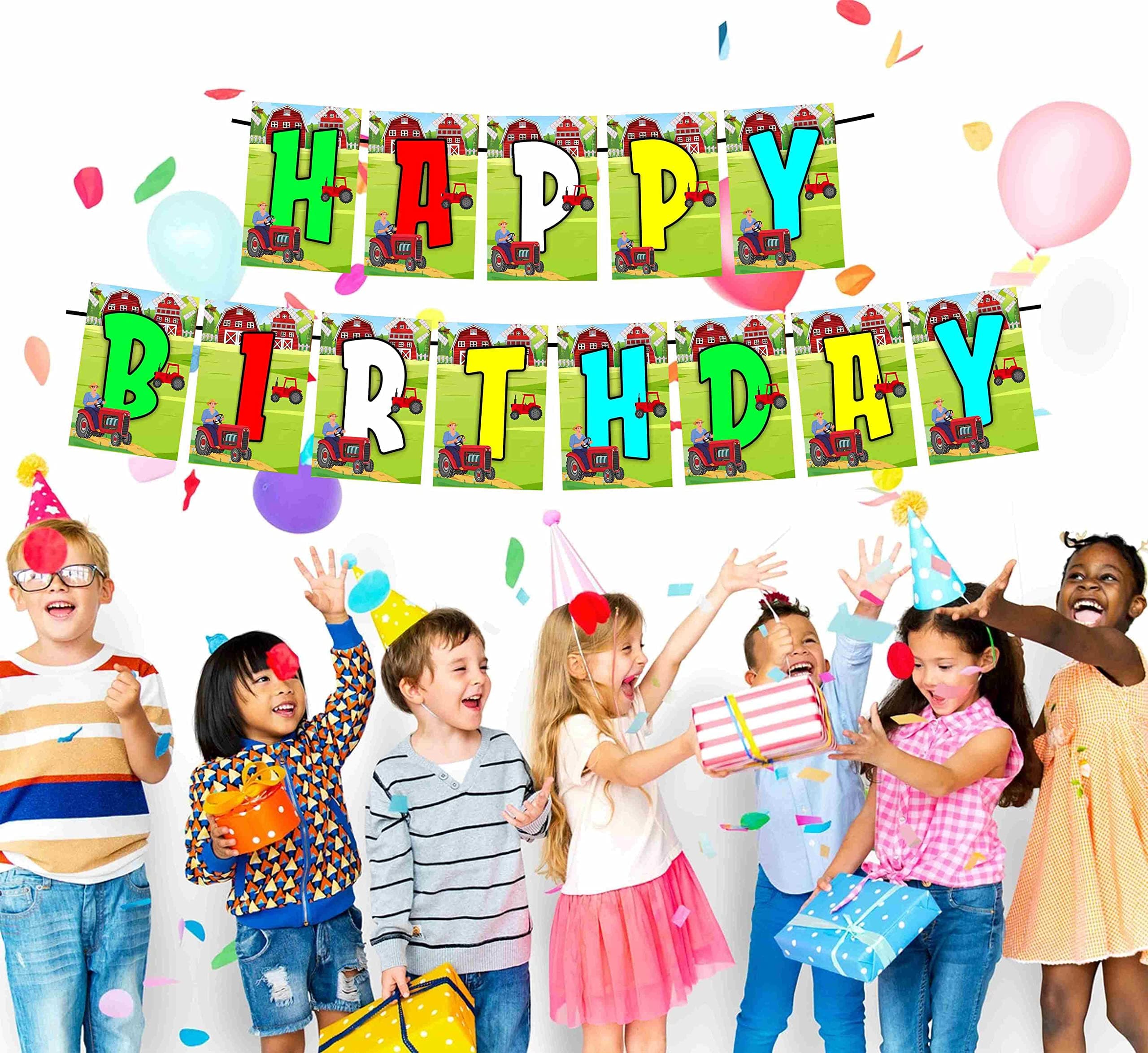 Balloonistics Tractor Happy Birthday Banner – Green & Yellow Farm Theme Bunting – Premium Cardstock Construction Party Decorations for Boys' 1st Birthday & Toddler Celebrations thumbnail 2