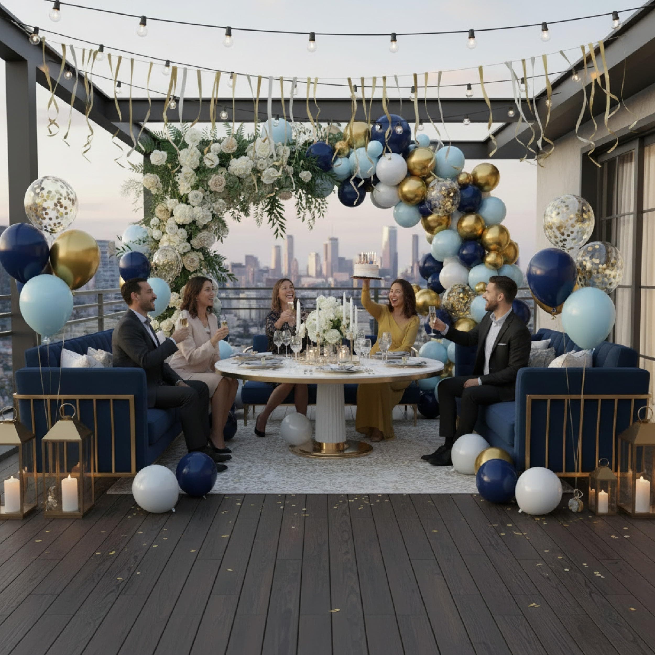 Balloonistics 84 Pcs Blue Theme Birthday Decoration Kit for Boys – Metallic Balloons, Silver Foil Curtains & Happy Birthday Banner thumbnail 5