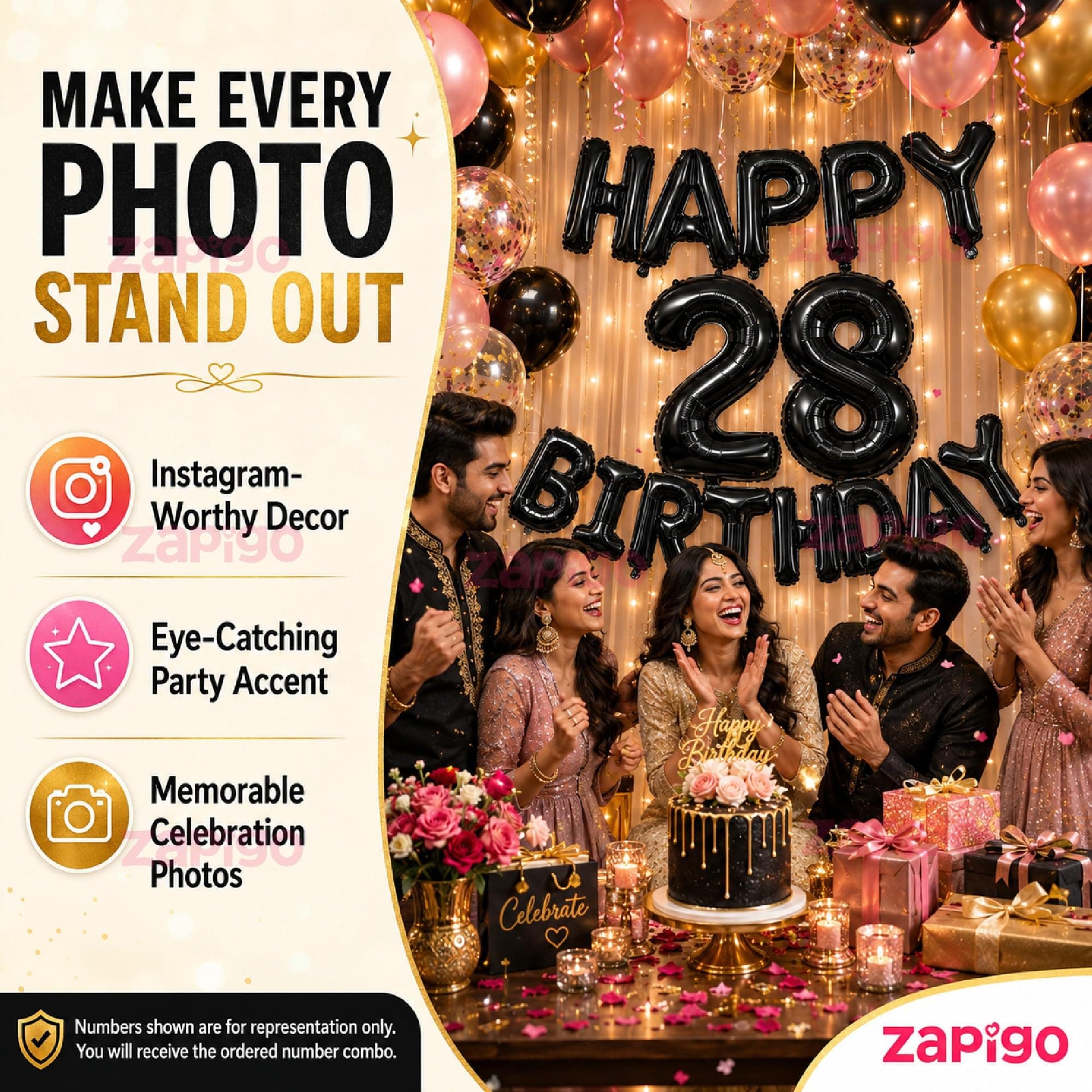 Balloonistics Black 40-Inch Foil Number 2 Balloon - Helium or Air Fill for 2nd Birthday, Anniversary, New Year Party Decoration, Photo Booth Backdrop, Cake Table Decor thumbnail 2