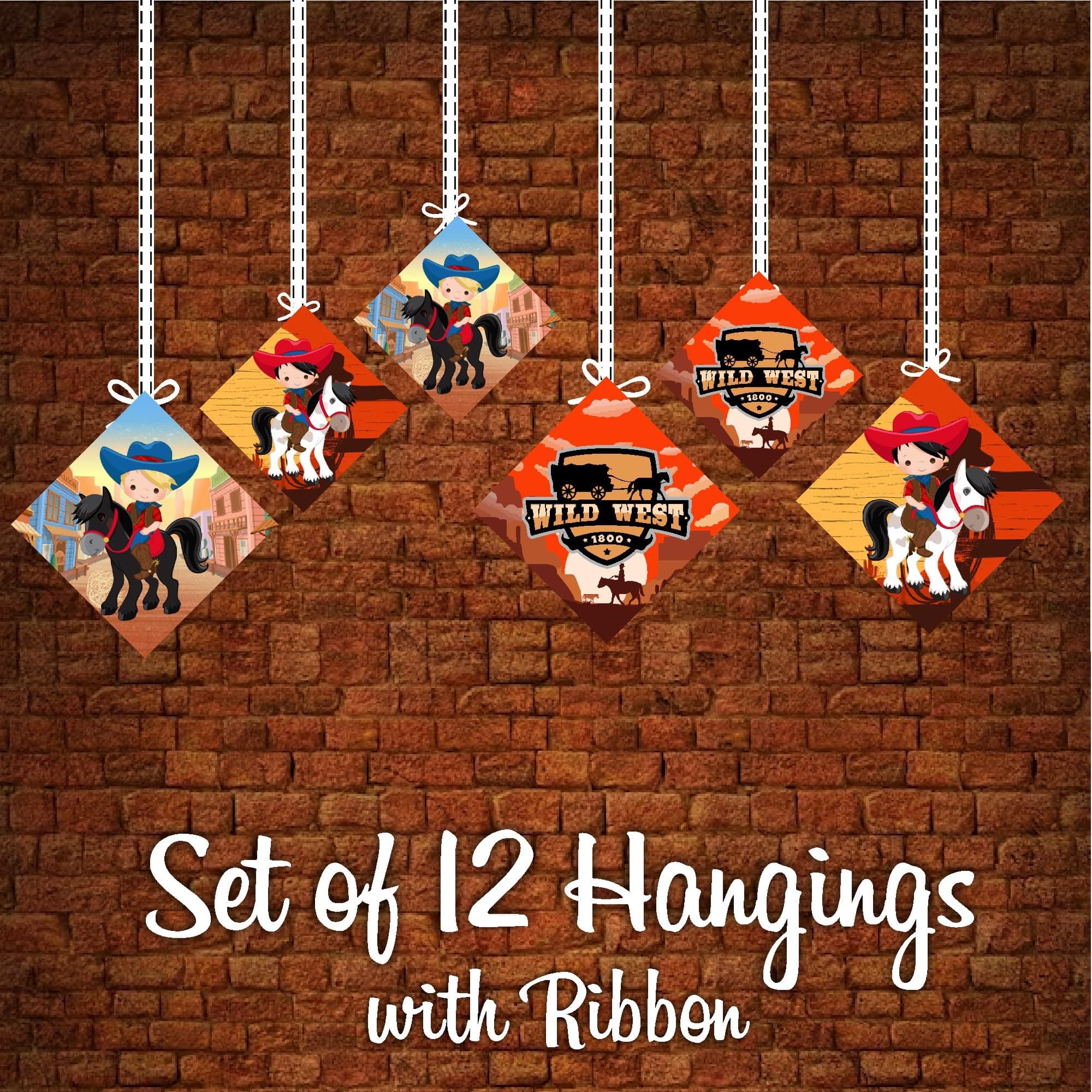 Balloonistics Cowboy Theme Happy Birthday Hanging Decorations - Wild West Party Swirls & Cutouts - Premium Cardstock Double-Sided Sheriff Badge, Boot, & Hat Spirals, Rustic Rodeo Ceiling Decor (Hangings - Pack of 12) thumbnail 5