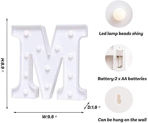 Balloonistics LED Marquee Letter 'M' Light | 9-Inch Warm White Glow | Cordless Battery-Operated Standing Alphabet Sign for Birthdays, Mother's Day, Weddings & Personalised Home Décor thumbnail 4