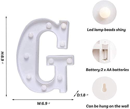 Balloonistics Warm White LED Marquee Letter G Light – 9 Inch Cordless Battery-Operated Standing Alphabet Sign for Birthday, Wedding & Personalised Home Decor thumbnail 4