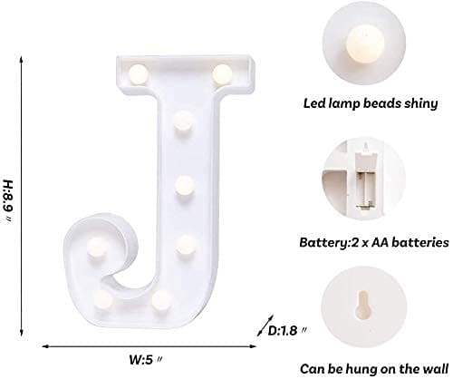 Balloonistics LED Marquee Letter 'J' Light | 9-Inch Warm White Glow | Cordless Battery-Operated Standing Alphabet Sign for Birthdays, Weddings, Nurseries & Personalised Home Décor thumbnail 4