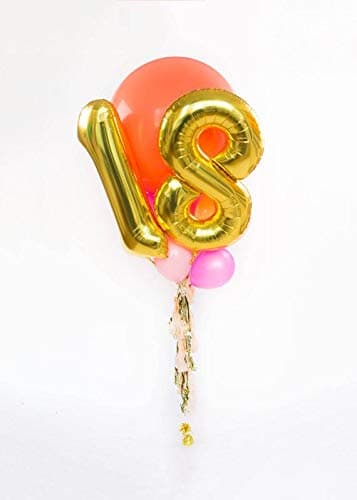Balloonistics Gold 17-Inch Foil Number 18 Balloon - Helium or Air Fill for 18th Birthday, Anniversary Party Decoration, Photo Booth Backdrop, Cake Table Decor thumbnail 2