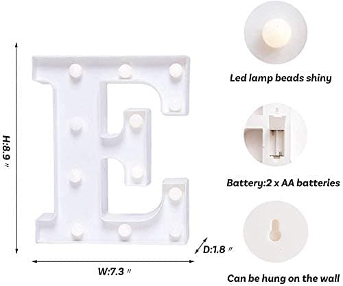 Balloonistics LED Marquee Letter 'E' Light | 9-Inch Warm White Glow | Cordless Battery-Operated Standing Alphabet Sign for Birthdays, Engagements, Weddings & Personalised Home Décor thumbnail 4