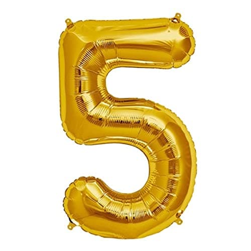 Balloonistics Gold Foil Number 5 Balloon – 16 Inch Golden Foil Number for Custom Age, Year & Phrase Party Decoration (Number 5) thumbnail 4