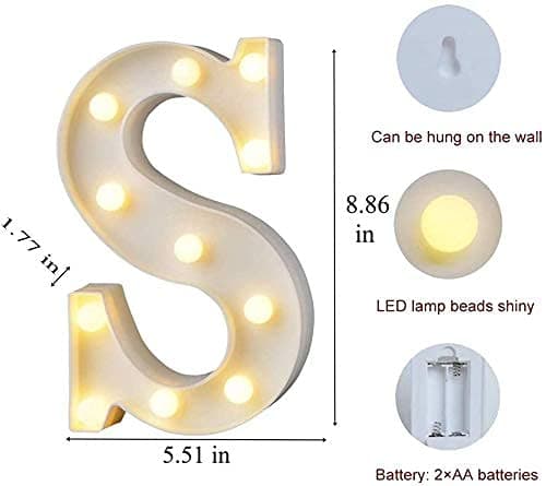 Balloonistics LED Marquee Letter 'S' Light | 9-Inch Warm White Glow | Cordless Battery-Operated Standing Alphabet Sign for Birthdays, Weddings, Nurseries & Personalised Home Décor thumbnail 4