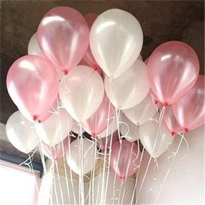 Balloonistics Pink & White Metallic Balloons – Pack of 100 Party Balloons for Birthday & Celebration Decorations thumbnail 1