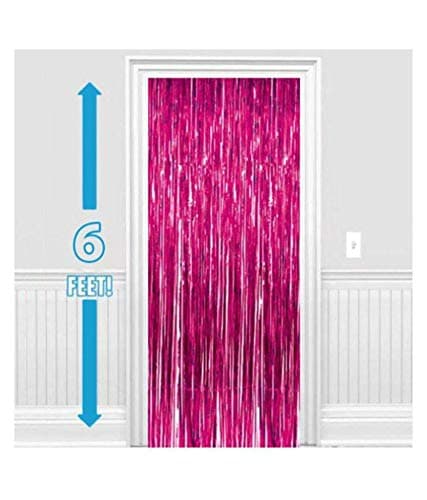 Balloonistics Pink Metallic Fringe Foil Curtain – 3 × 6 Feet Shimmer Tinsel Backdrop for Girls Birthday, Baby Shower, Bridal Shower & Photo Booth Decoration (Pink) thumbnail 2