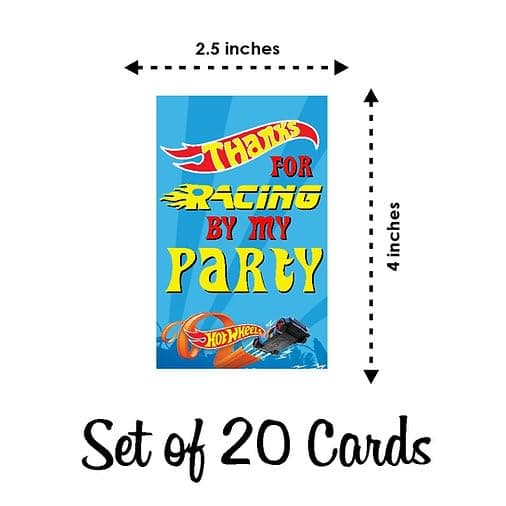 Balloonistics Hot Racing Wheels Theme Thank You Cards Return Gift Notes for Birthday Parties Premium Cardstock for Kids Party & Supplies (Thank you Cards - Pack of 20) thumbnail 5