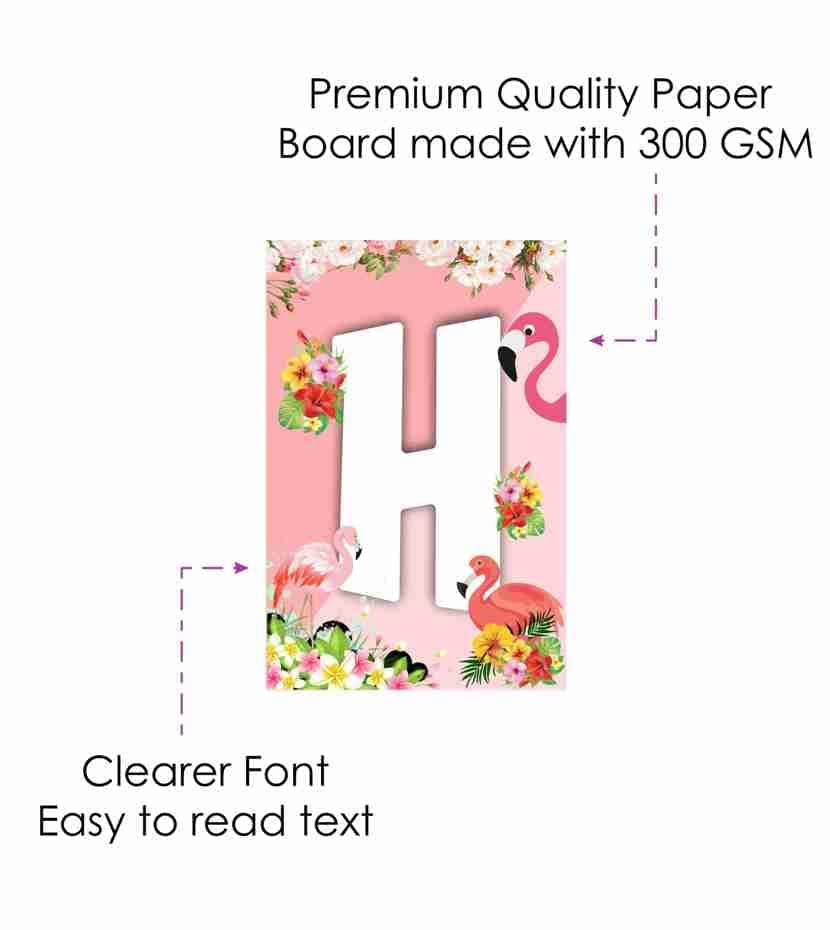 Balloonistics Flamingo Theme Happy Birthday Banner - "Let’s Flamingle" Tropical Bunting - Premium Cardstock Pink Flamingo & Palm Leaf Decoration with Ribbons, Summer Luau & Pool Party Backdrop (Happy Birthday Banner) thumbnail 5