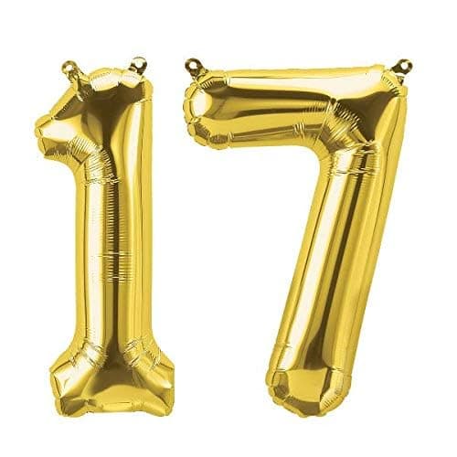 Balloonistics Gold Number 17 Foil Balloon – Large Metallic Gold Number Seventeen Balloon for 17th Birthday, Teen Milestone & Party Decorations (Gold, Number 17) thumbnail 2