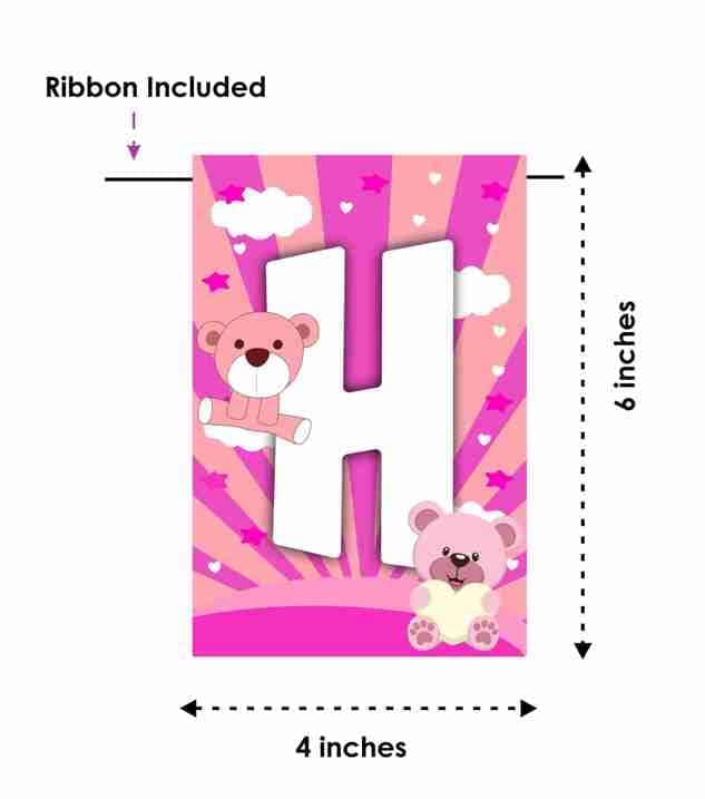 Balloonistics Pink Teddy Bear Happy Birthday Banner - Premium Cardstock Girl’s Birthday Party Bunting - Sweet Bear Theme Nursery Decor, "We Can Bearly Wait" 1st Birthday Backdrop, Floral Pink Bunting with Ribbons (Happy Birthday Banner) thumbnail 6