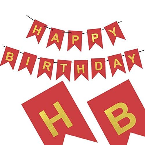 Balloonistics Happy Birthday Cardboard Banner – Red Letter Bunting for Bold & Vibrant Birthday Party Decoration & Photo Backdrop