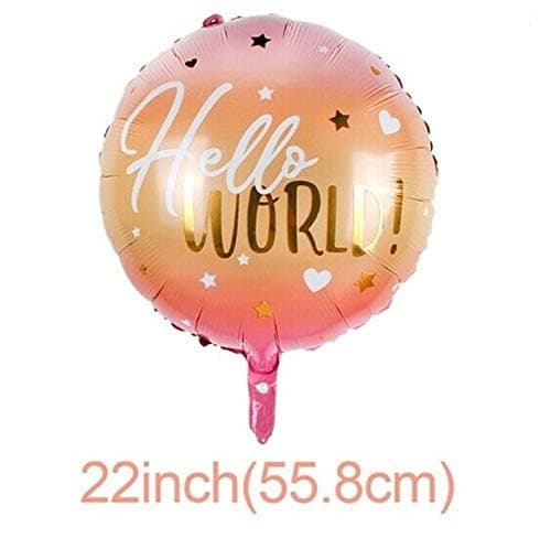 Balloonistics Hello World Pink & Gold Foil Balloon with Pump – 22 Inch Baby Shower & Baby Welcoming Decoration thumbnail 2