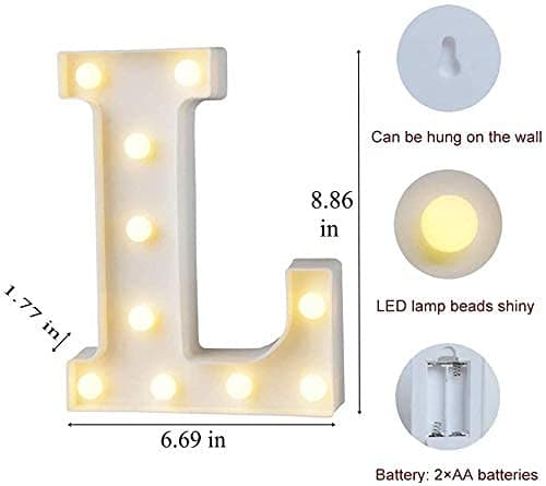 Balloonistics LED Marquee Letter 'L' Light | 9-Inch Warm White Glow | Cordless Battery-Operated Standing Alphabet Sign for Birthdays, Weddings, Nurseries & Personalised Home Décor thumbnail 4