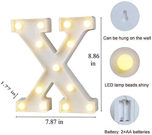 Balloonistics Warm White LED Marquee Letter X Light – 9 Inch Cordless Battery-Operated Standing Alphabet Sign for Birthday, Wedding & Personalised Home Decor thumbnail 3