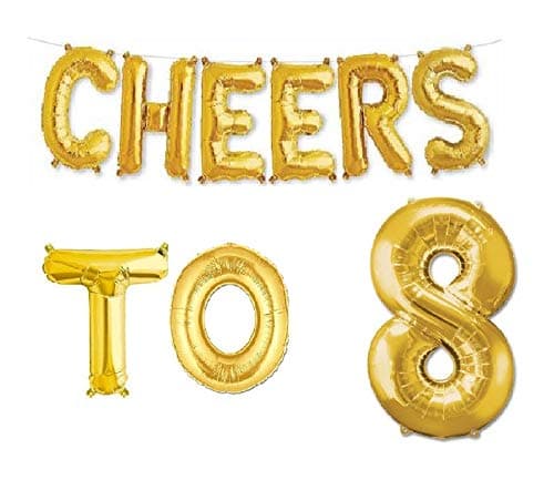 Balloonistics Cheers to Eight Foil Balloon Combo – “Cheers to 8” & Number 8 Foil Balloon Set for 8th Birthday & Eighth Anniversary Party Decorations thumbnail 1