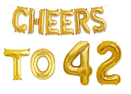 Balloonistics Cheers to Forty Two Foil Balloon Combo – “Cheers to 42” & Number 42 Foil Balloon Set for 42nd Birthday & Anniversary Party Decorations thumbnail 1