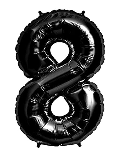 Balloonistics Black Number 8 Jumbo Foil Balloon – 40 Inch Large Number Balloon for 8th Birthday & Anniversary Decor thumbnail 1