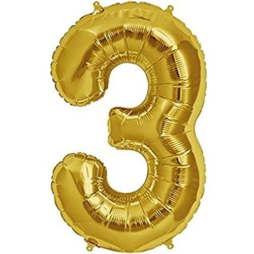 Balloonistics Gold Foil Number 3 Balloon – 16 Inch Golden Foil Number for Custom Age, Year & Phrase Party Decoration (Number 3) thumbnail 4
