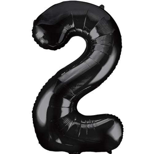 Balloonistics Black Number 2 Foil Balloon – 16-Inch Metallic Black Number Two Balloon for 2nd Birthday, Second Anniversary & Milestone Party Decorations (Black, Number 2) thumbnail 1