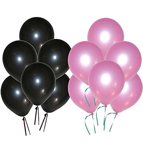 Balloonistics Black & Pink Solid Metallic Balloons – Pack of 50 Party Balloons for Birthday & Celebration Decorations thumbnail 1