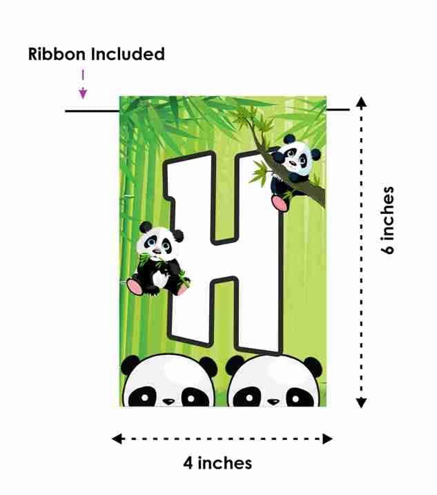 Panda Theme Happy Birthday Banner - Cute Panda Bear & Bamboo Jungle Cardstock Bunting - Wild One, Zoo & Safari Party Decorations for Boys & Girls - Includes Ribbon (Happy Birthday Banner) thumbnail 6