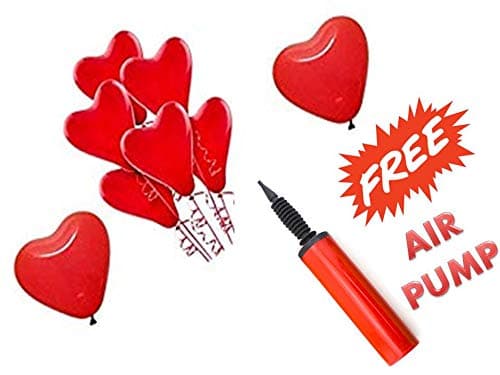 Balloonistics Foil Heart Shape Balloons (Pack of 50) with Pump,red thumbnail 1