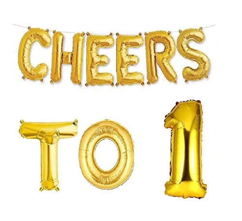 Balloonistics Cheers to One Foil Balloon Combo – “Cheers to 1” & Number 1 Foil Balloon Set for 1st Birthday & First Anniversary Party Decorations thumbnail 1