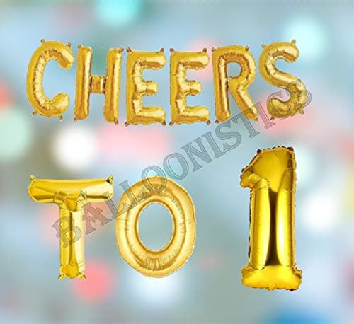 Balloonistics Cheers to One Foil Balloon Combo – “Cheers to 1” & Number 1 Foil Balloon Set for 1st Birthday & First Anniversary Party Decorations thumbnail 3