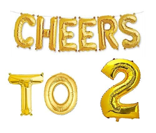 Balloonistics Cheers to Two Foil Balloon Combo – “Cheers to 2” & Number 2 Foil Balloon Set for 2nd Birthday & Second Anniversary Party Decorations thumbnail 1
