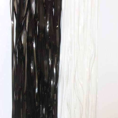Balloonistics Black Metallic Fringe Foil Curtain – 3 × 6 Feet Shimmer Tinsel Backdrop for Birthday, Halloween, Bachelorette & Milestone Party Decoration (Black) thumbnail 2