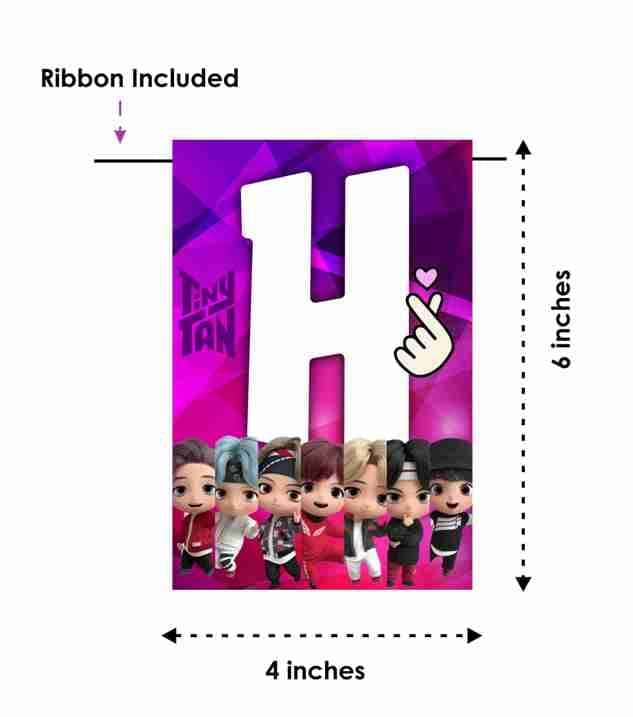 Balloonistics TinyTan Happy Birthday Banner - Large Cardstock Chibi K-Pop Bunting - Purple BTS Inspired Party Decorations featuring RM, Jin, SUGA, j-hope, Jimin, V, and Jung Kook (Happy Birthday Banner) thumbnail 6