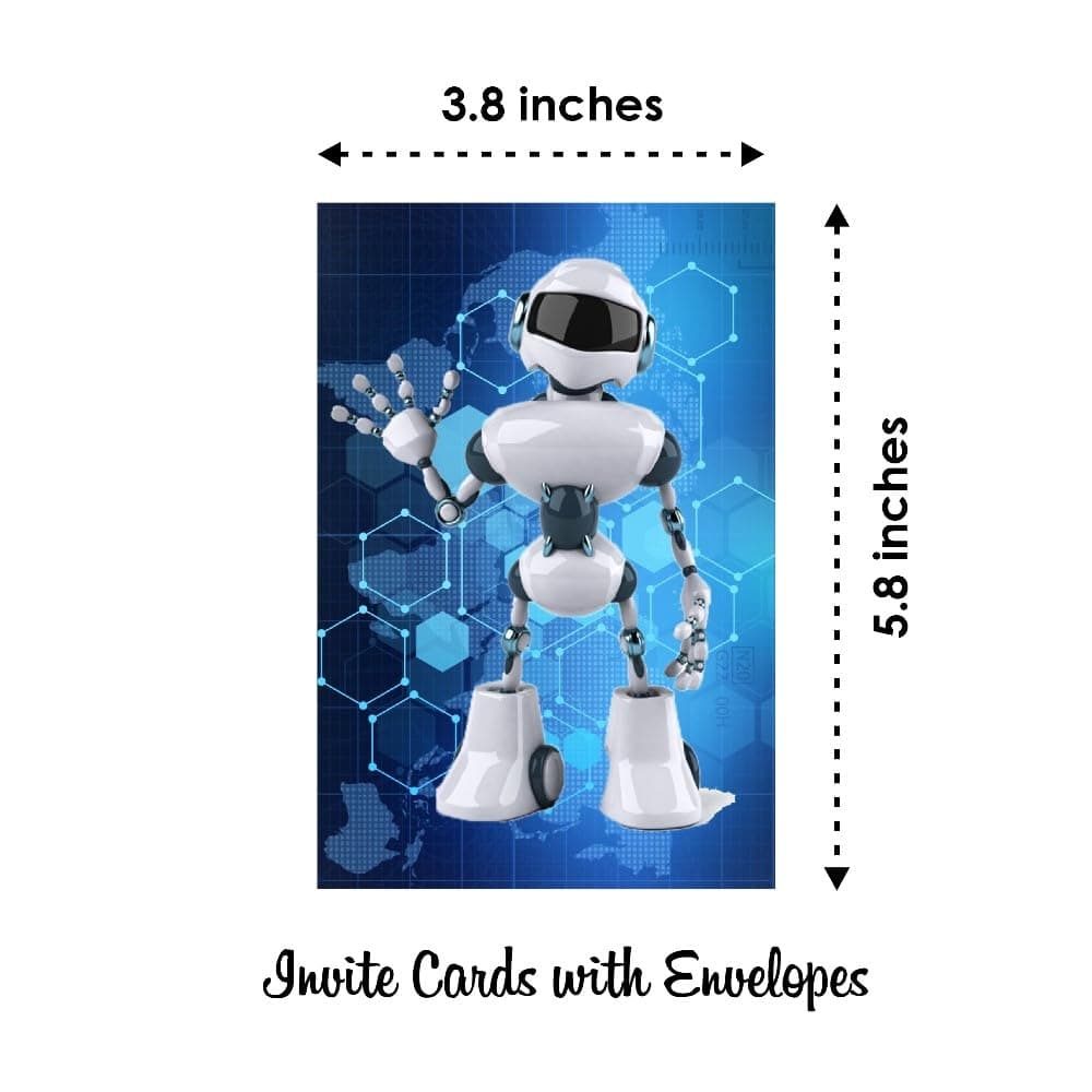 Balloonistics Robot Theme Birthday Invitation Cards - Pack of 10 Double-Sided Cardstock Invites - Futuristic Sci-Fi Party Invitations with Fill-in Details for Kids, Boys & STEM Theme Birthdays (Invite Cards - Pack of 10) thumbnail 6