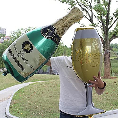 Balloonistics Champagne Wine Glass & Bottle Foil Balloon Set | 36 Inch | Party, Anniversary & New Year Decoration thumbnail 1