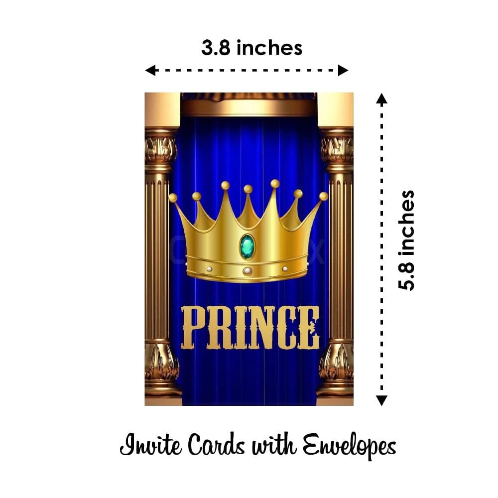 Balloonistics Prince Theme Birthday Invitation Cards Party Invites Premium Cardstock Invitations for Boys, Kids Birthday Party Supplies (Invite Cards - Pack of 10) thumbnail 6