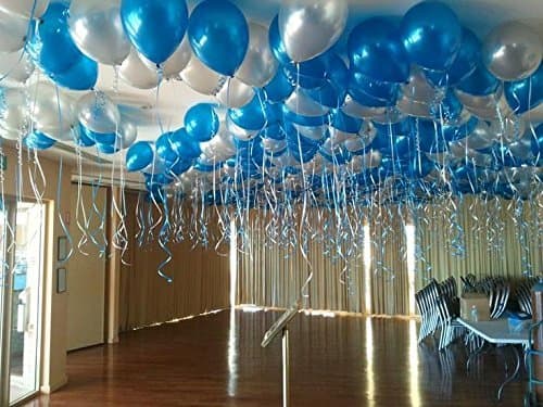Balloonistics 50-Pack Winter Wonderland Theme HD Metallic Blue & Silver Latex Balloons – Icy Party Décor for Girls Birthday, Winter & Princess Theme Celebrations (Blue & Silver, Pack of 50) thumbnail 1