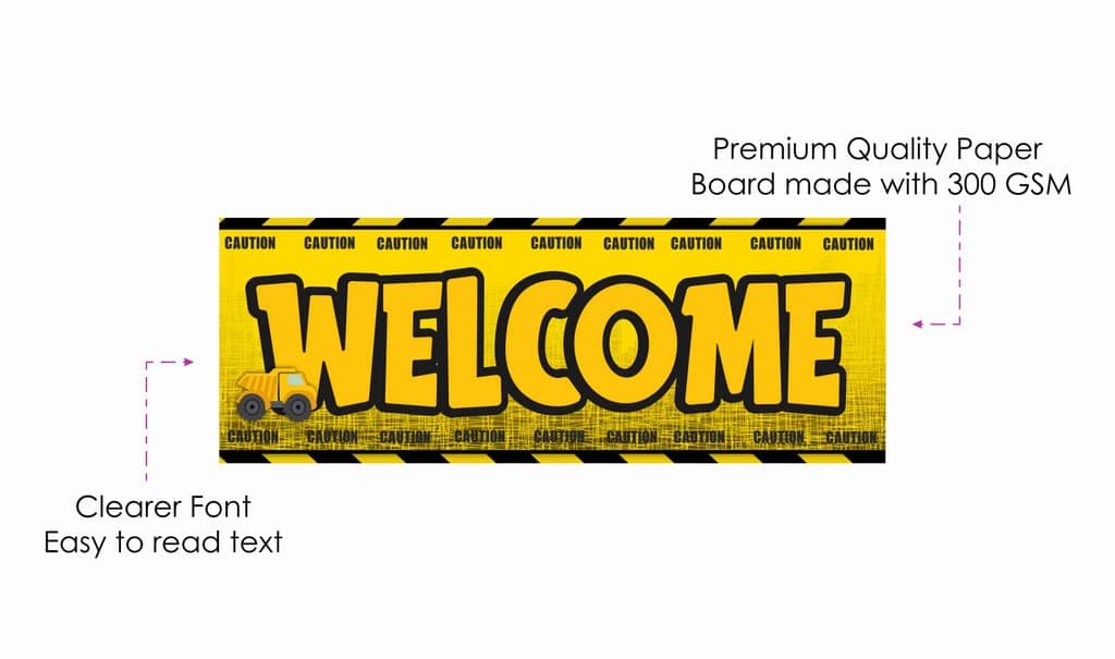 Balloonistics Construction Theme Welcome Sign 2.3 Ft Large Construction Party Welcome Board for Indoor & Outdoor Cardstock Under Construction Backdrop (Welcome Outdoor Board) thumbnail 6