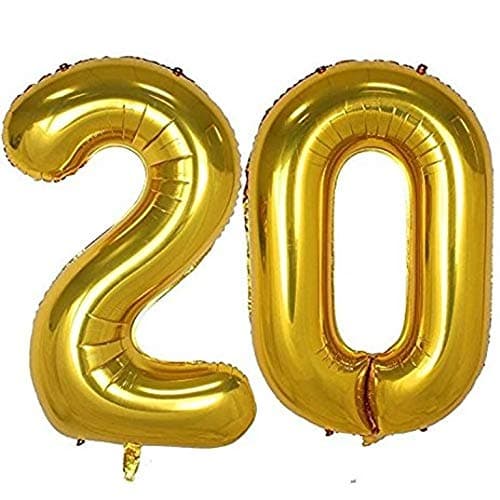 Balloonistics Gold Number 20 Foil Balloon – Large Metallic Gold Number Twenty Balloon for 20th Birthday, Second Decade Milestone & Party Decorations (Gold, Number 20) thumbnail 1
