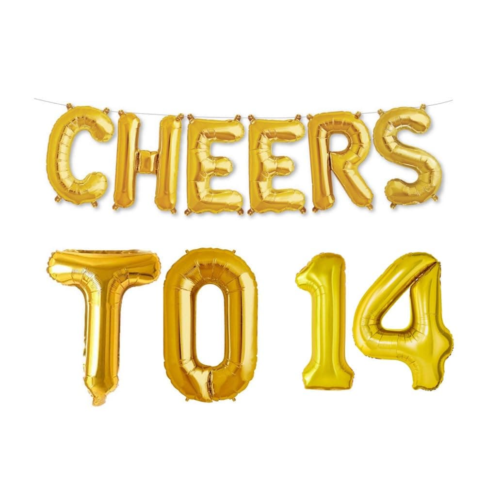 Balloonistics Cheers to Fourteen Foil Balloon Combo – “Cheers to 14” & Number 14 Foil Balloon Set for 14th Birthday & Teen Milestone Party Decorations thumbnail 1