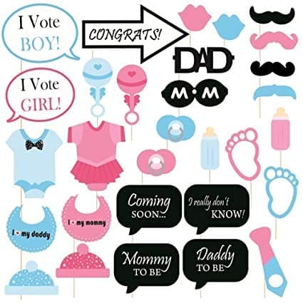 Balloonistics Baby Shower Photoshoots, Photo Booths, Baby Shower Props 30 Pieces, Sticks Attached To Moms Shoots, Maternity Shoots, Photography Or Pregnancy Favors Babyshower Items, For Prop Material thumbnail 1