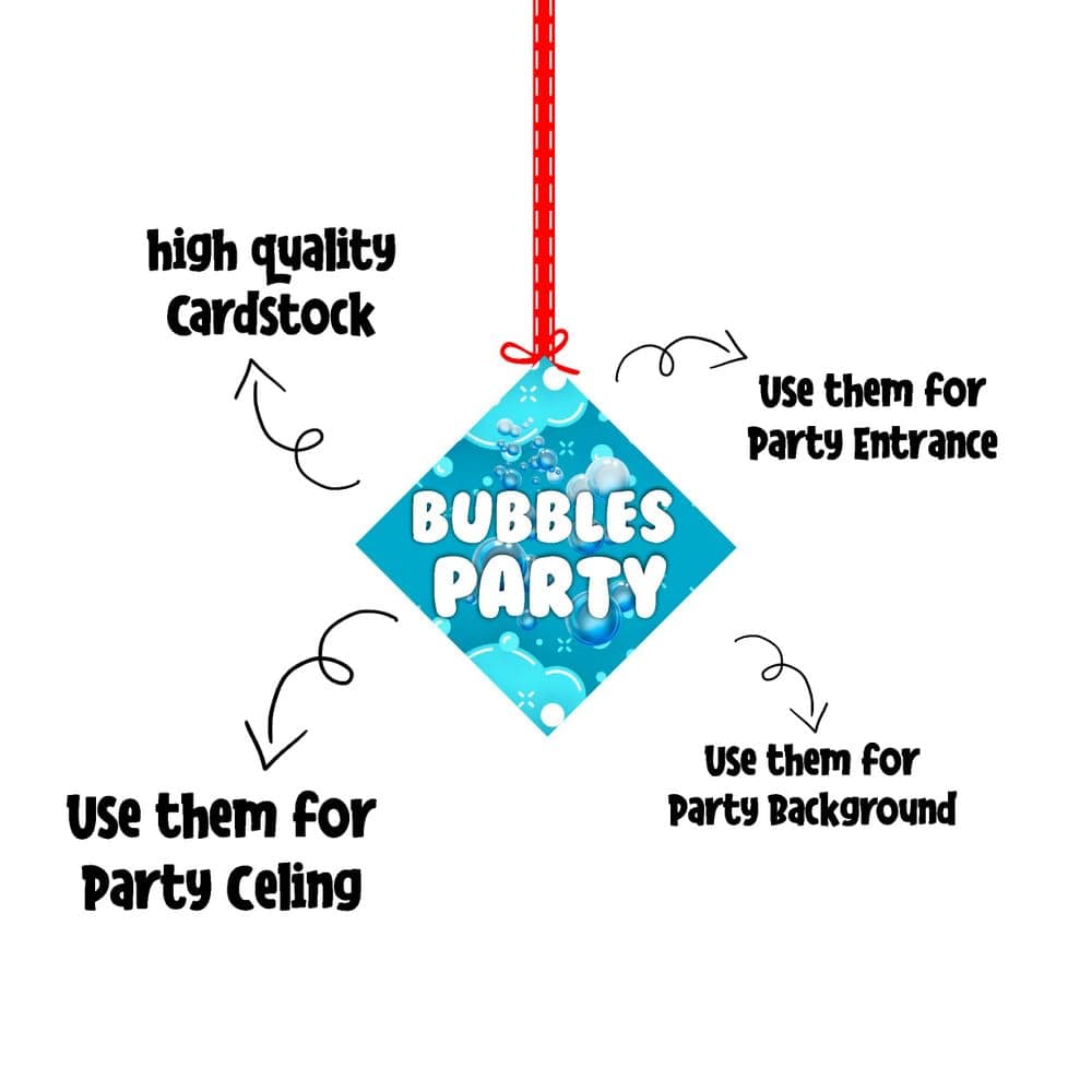 Balloonistics Bubble Theme Happy Birthday Hanging Decorations - Pack of 12 Whimsical "Pop" Party Swirls - Premium Cardstock Double-Sided Iridescent Bubble & Blue Sky Spirals, Kids Bubbly Celebration Ceiling Decor (Hangings - Pack of 12) thumbnail 6