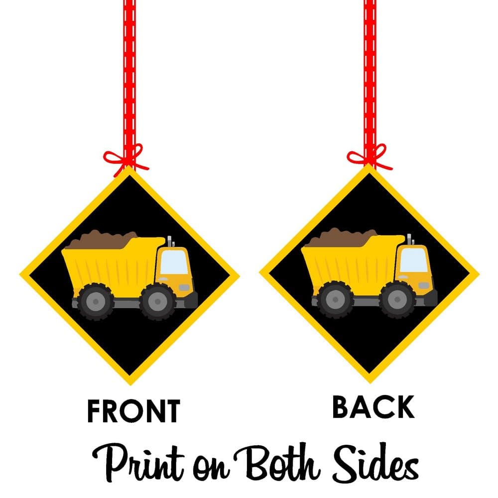 Balloonistics Construction Theme Hanging Decorations Double-Sided Cardstock Party Ornaments Excavator, Dump Truck & Road Sign Wall & Ceiling Hangings (Hangings - Pack of 12) thumbnail 8