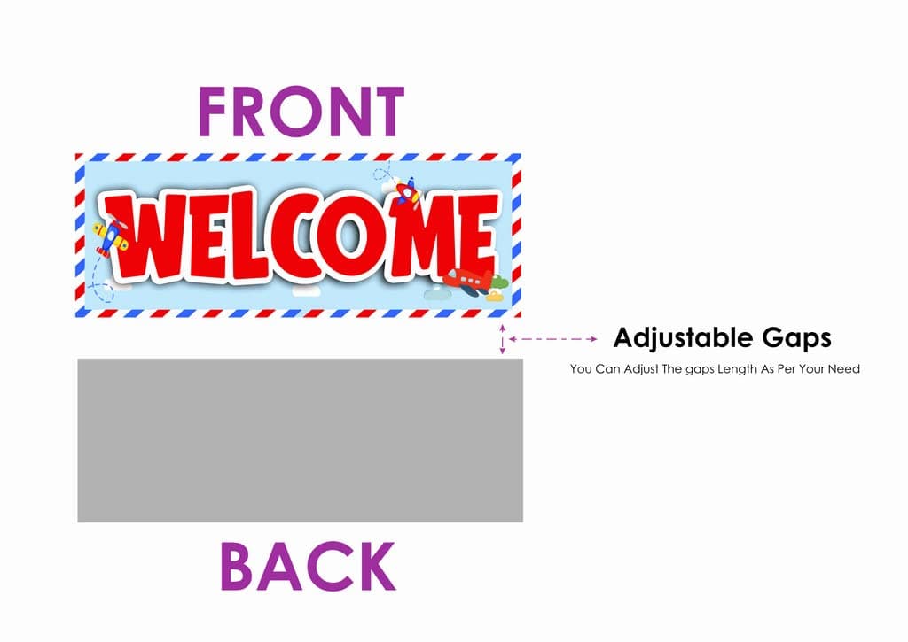 Aeroplane Theme Outdoor Welcome Board 2.3 feet Cardstock Panels - Blue & Red Airplane Birthday Entrance Sign (Welcome Board 2.3 feet) thumbnail 5