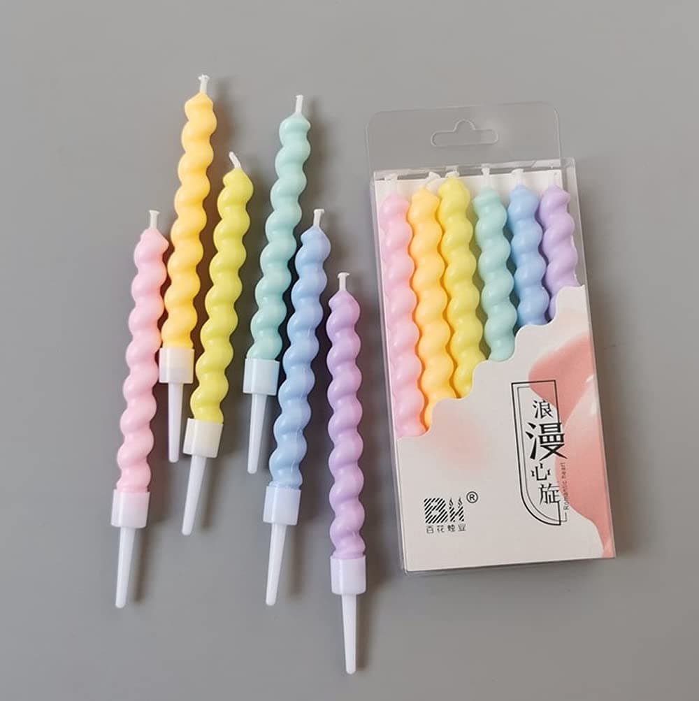Balloonistics Pastel Twisty Birthday Candles – Metallic Curly Coil Candles with Holders, Pack of 6 for Cakes & Cupcakes thumbnail 1