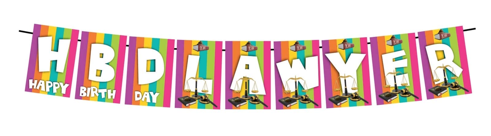 Balloonistics HBD Lawyer Happy Birthday Banner - Legal Theme Rainbow Cardstock Bunting - Attorney, Law School & Paralegal Party Decorations, "Case Closed: It's Your Birthday" Backdrop thumbnail 1