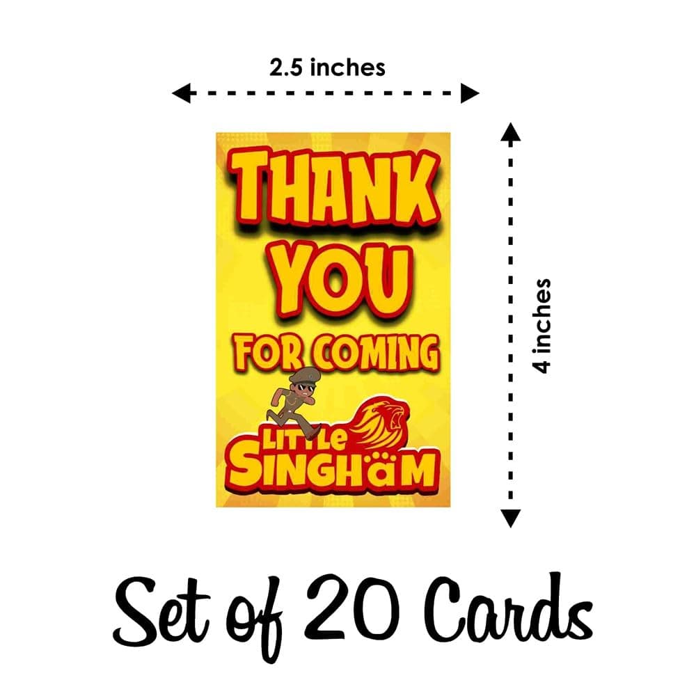 Balloonistics Little Police Singham Theme Thank You Cards for Return Gifts Durable Cardstock Perfect for Kids Birthday (Thank you Cards - Pack of 20) thumbnail 6